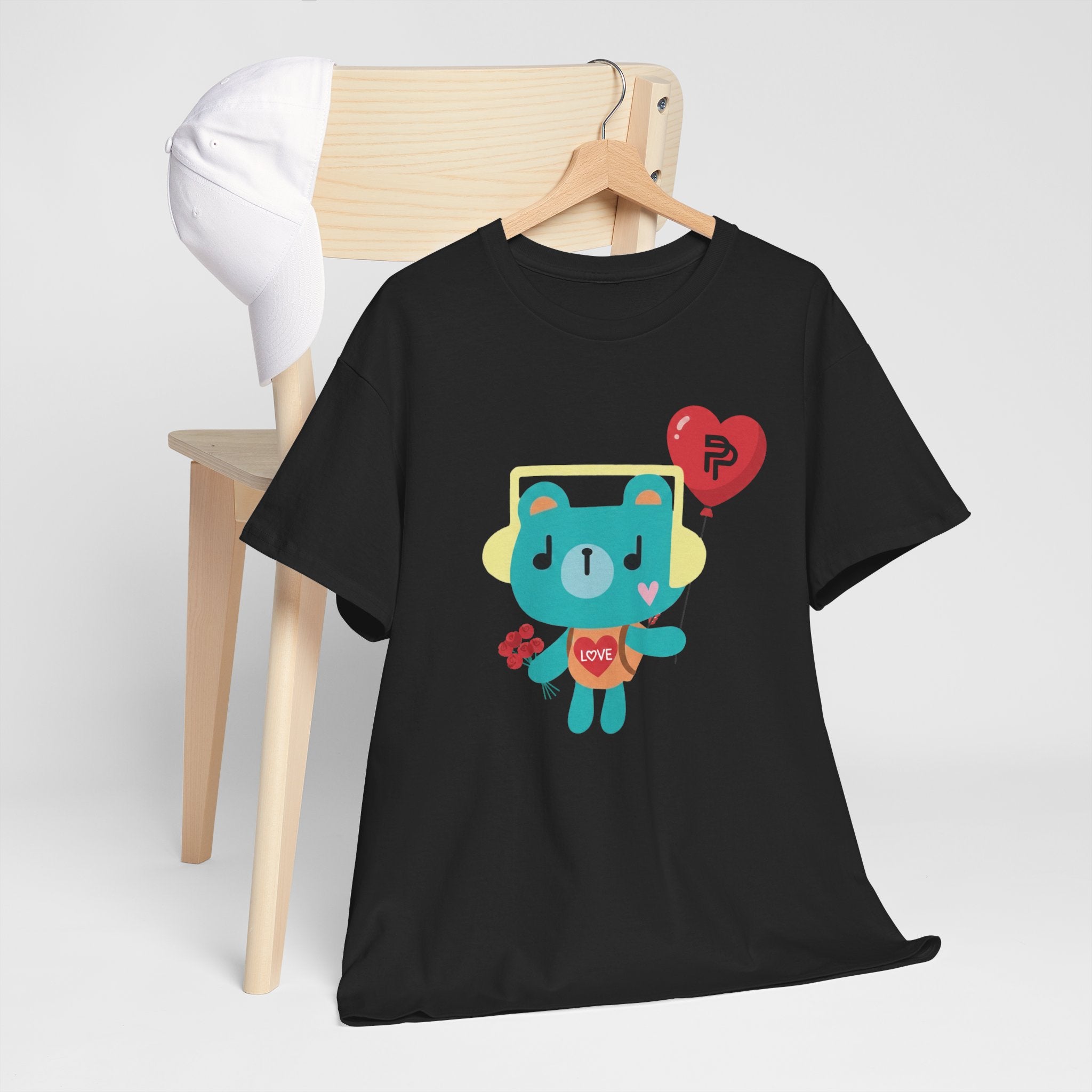 PondPhuwin 'Permpoon' bear mascot t-shirt in black — Thai BL fan merch