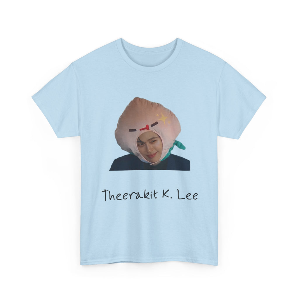 Pond as Thee 'Theerakit K. Lee' print on a light blue unisex t-shirt (Me and Thee, PondPhuwin), front view