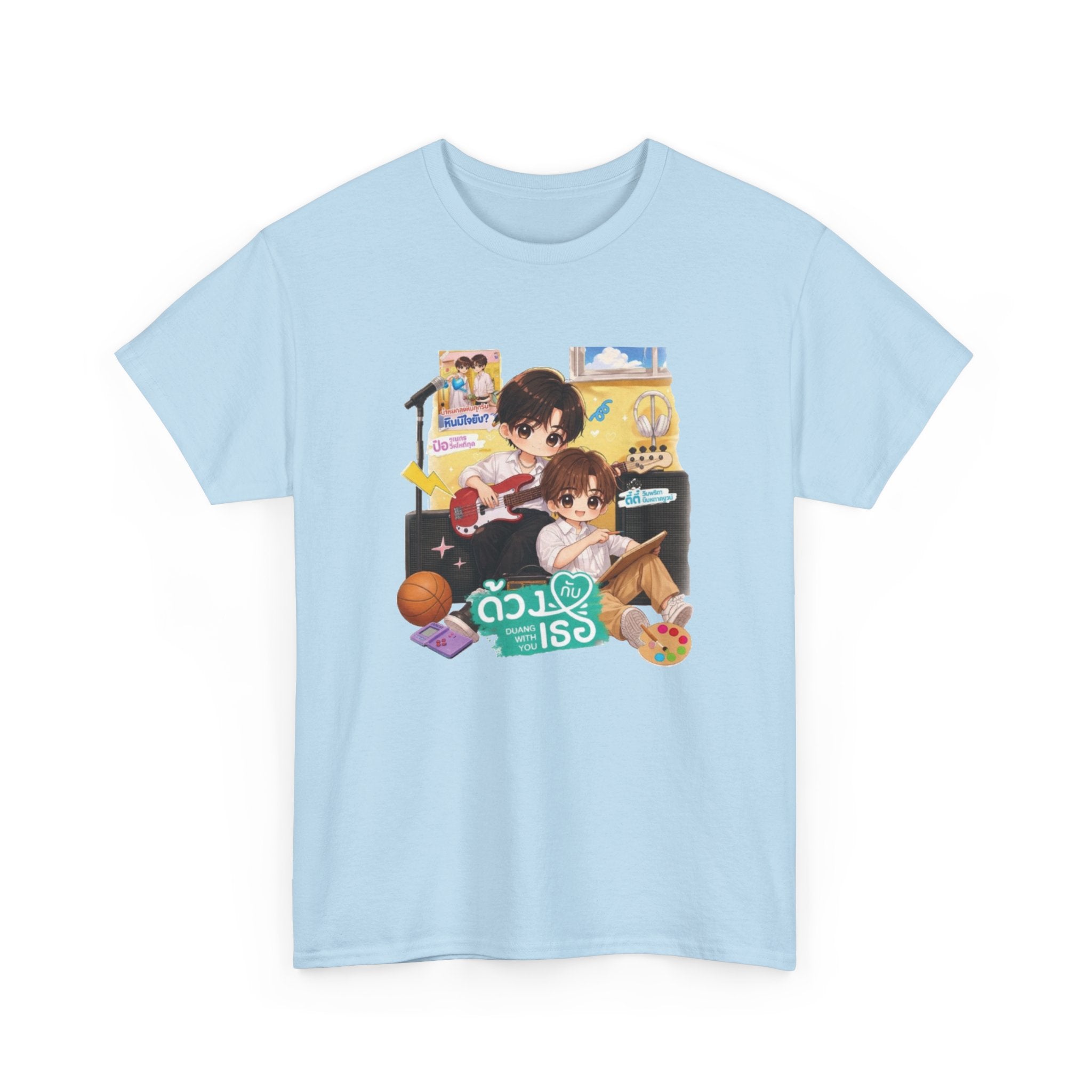 Duang With You chibi series tee in Light Blue, front print – TeeteePor Thai BL merch
