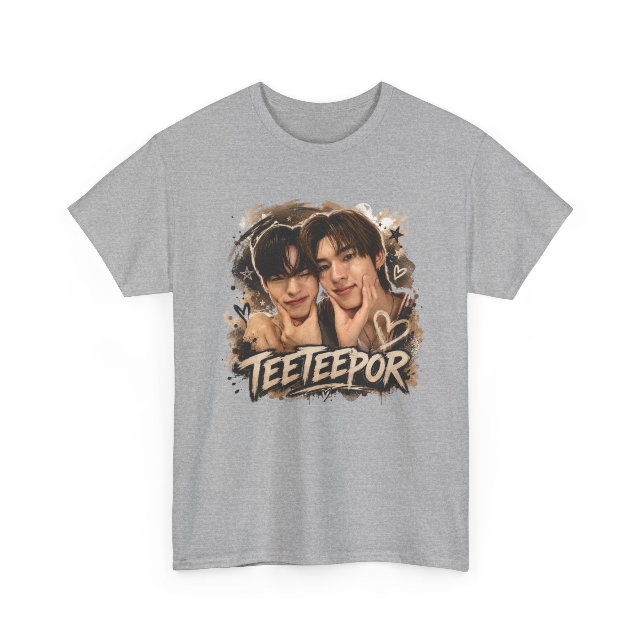 TeeteePor graffiti t-shirt in sport grey — TeeTee and Por watercolour design, Duang With You Thai BL fan merch