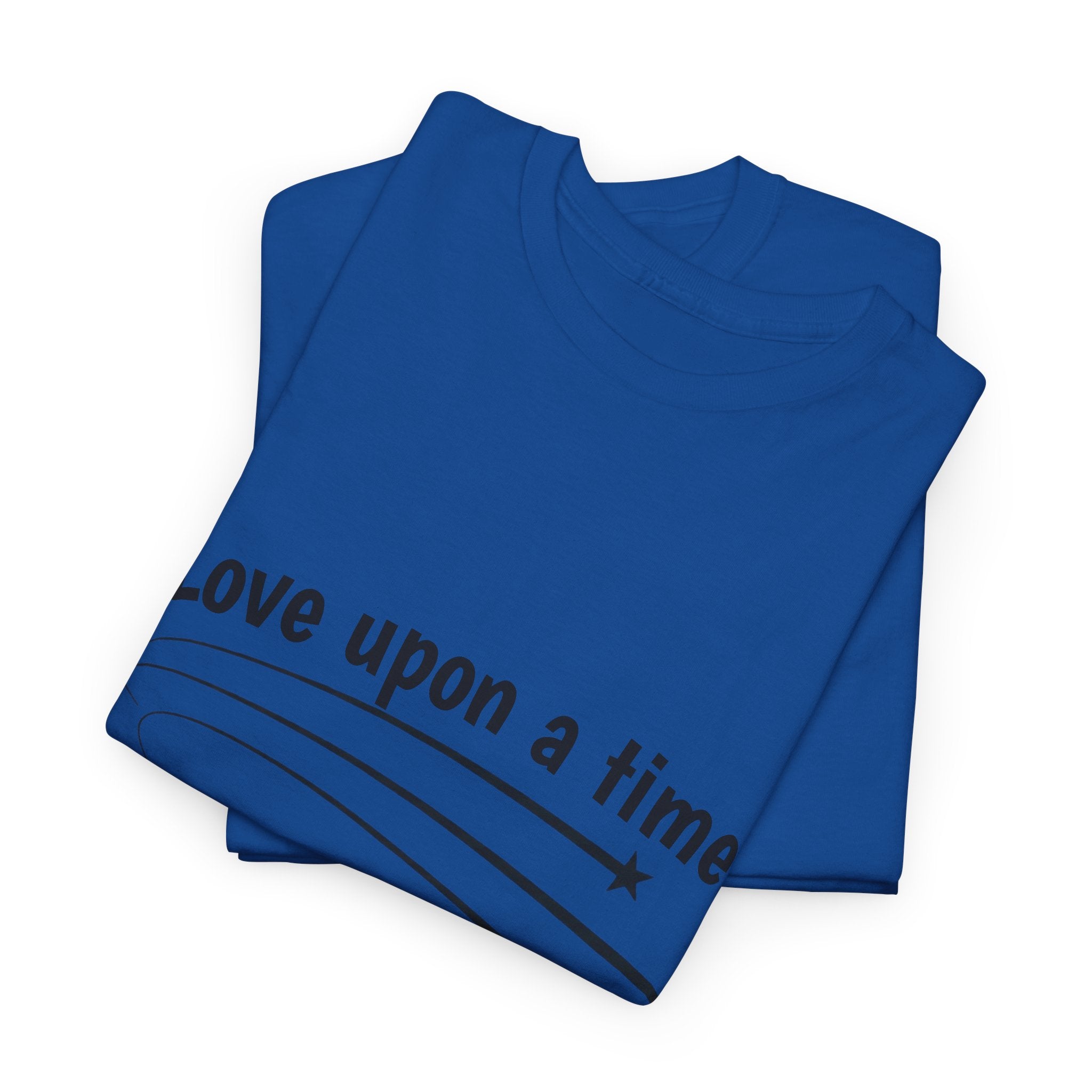 Royal blue Love Upon a Time Shooting Stars t-shirt on a hanger — Thai BL series fan merch