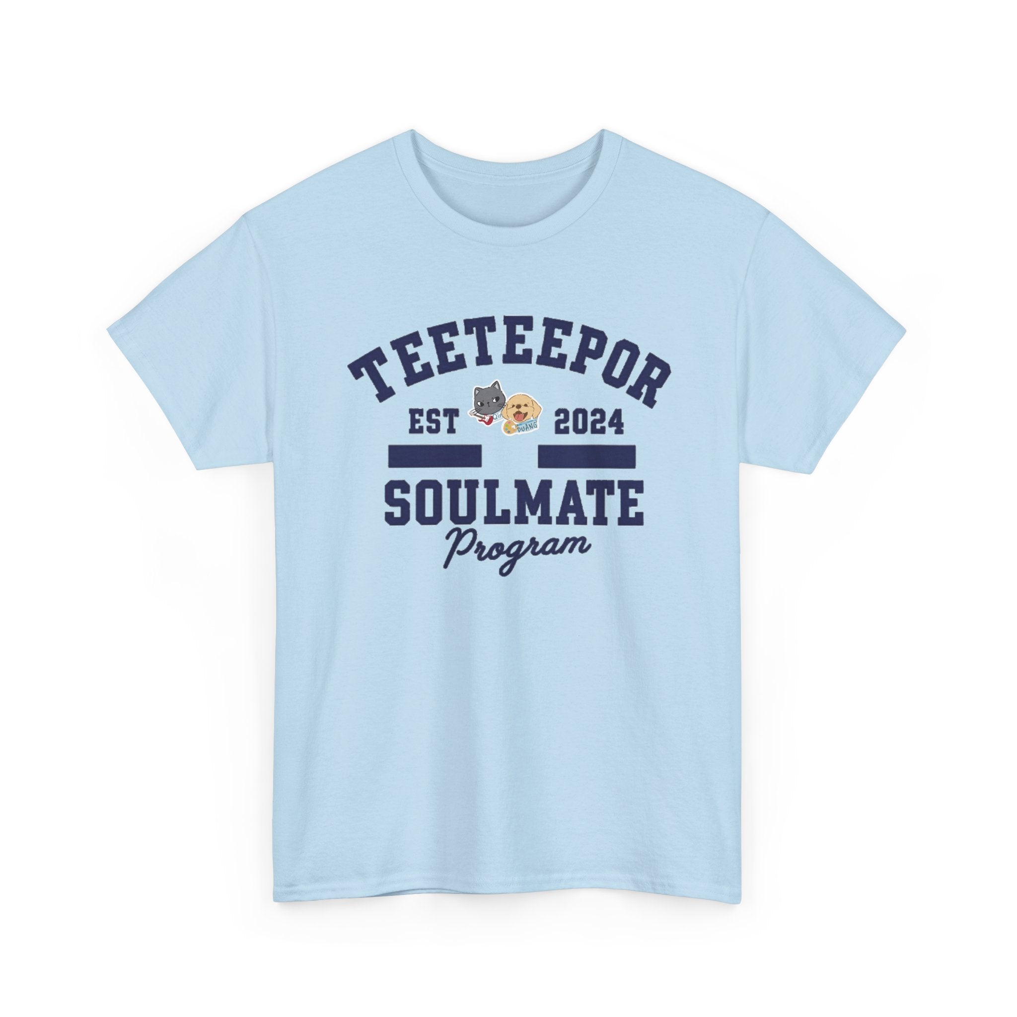 TeeteePor Soulmate Program varsity tee in Light Blue, front print – Duang With You Thai BL merch