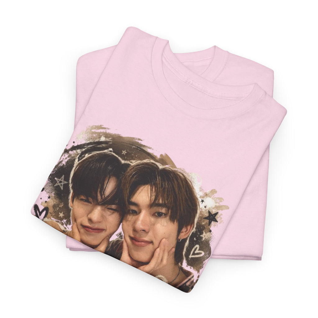 Light pink TeeteePor graffiti t-shirt on a hanger — TeeTee and Por, Duang With You Thai BL fan merch