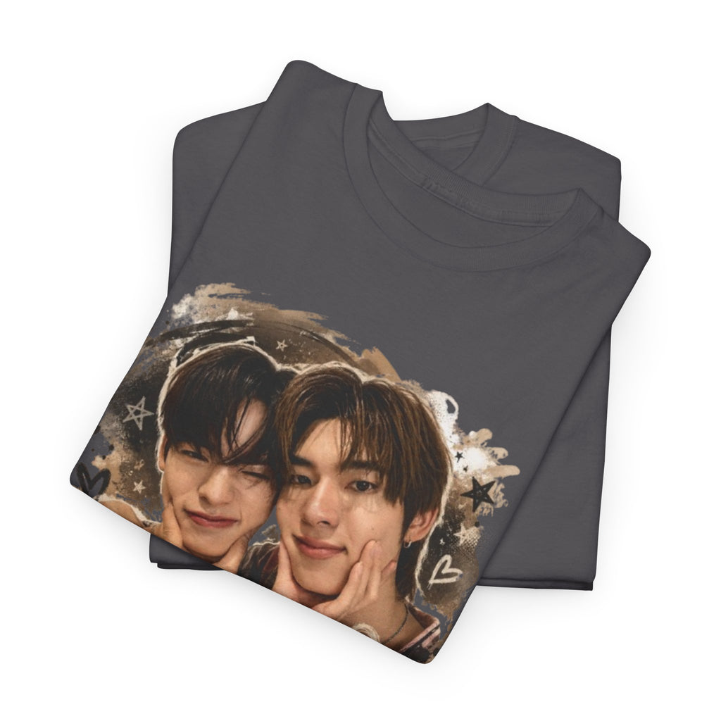 Folded charcoal TeeteePor graffiti t-shirt — TeeTee and Por, Duang With You Thai BL fan merch