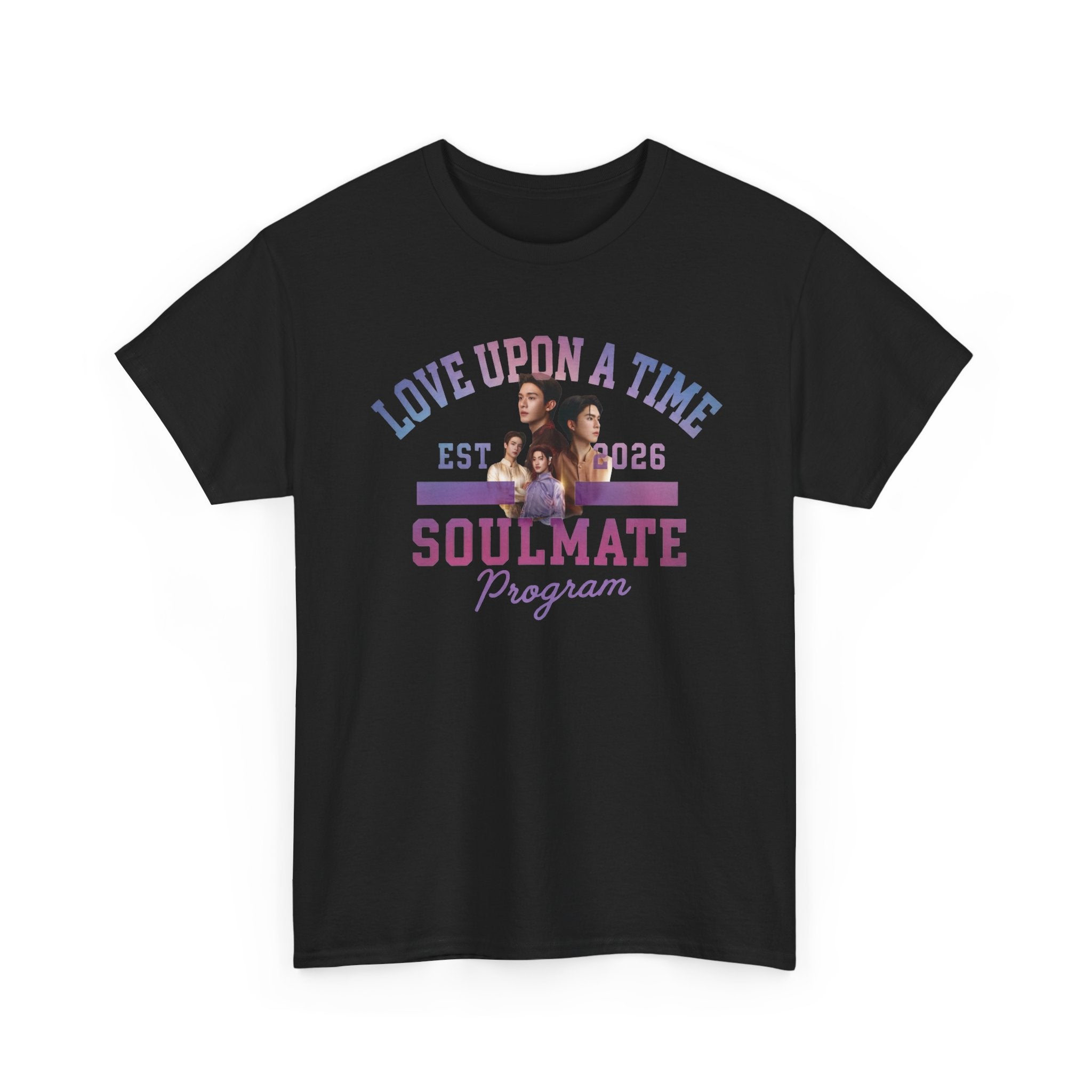 Love Upon a Time Soulmate Program varsity t-shirt in black — NetJJ and LatteKim Thai BL fan merch