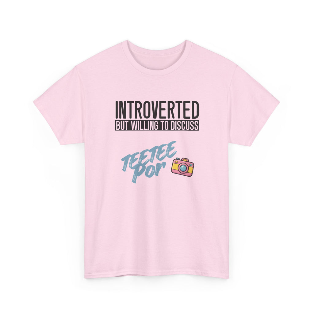 Introverted but willing to discuss TeeteePor slogan tee in Light Pink, front print – Thai BL fan merch