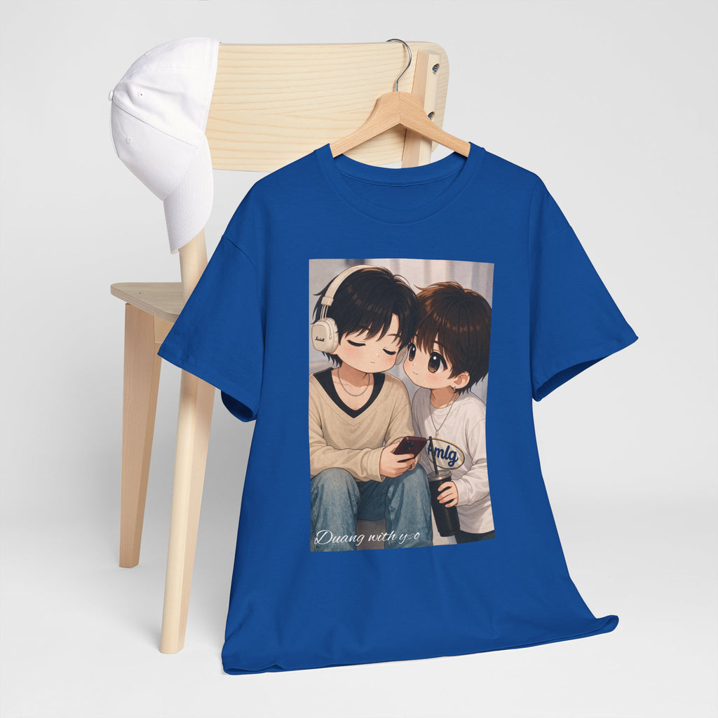 Royal Duang With You TeeteePor chibi couple tee on a wooden hanger