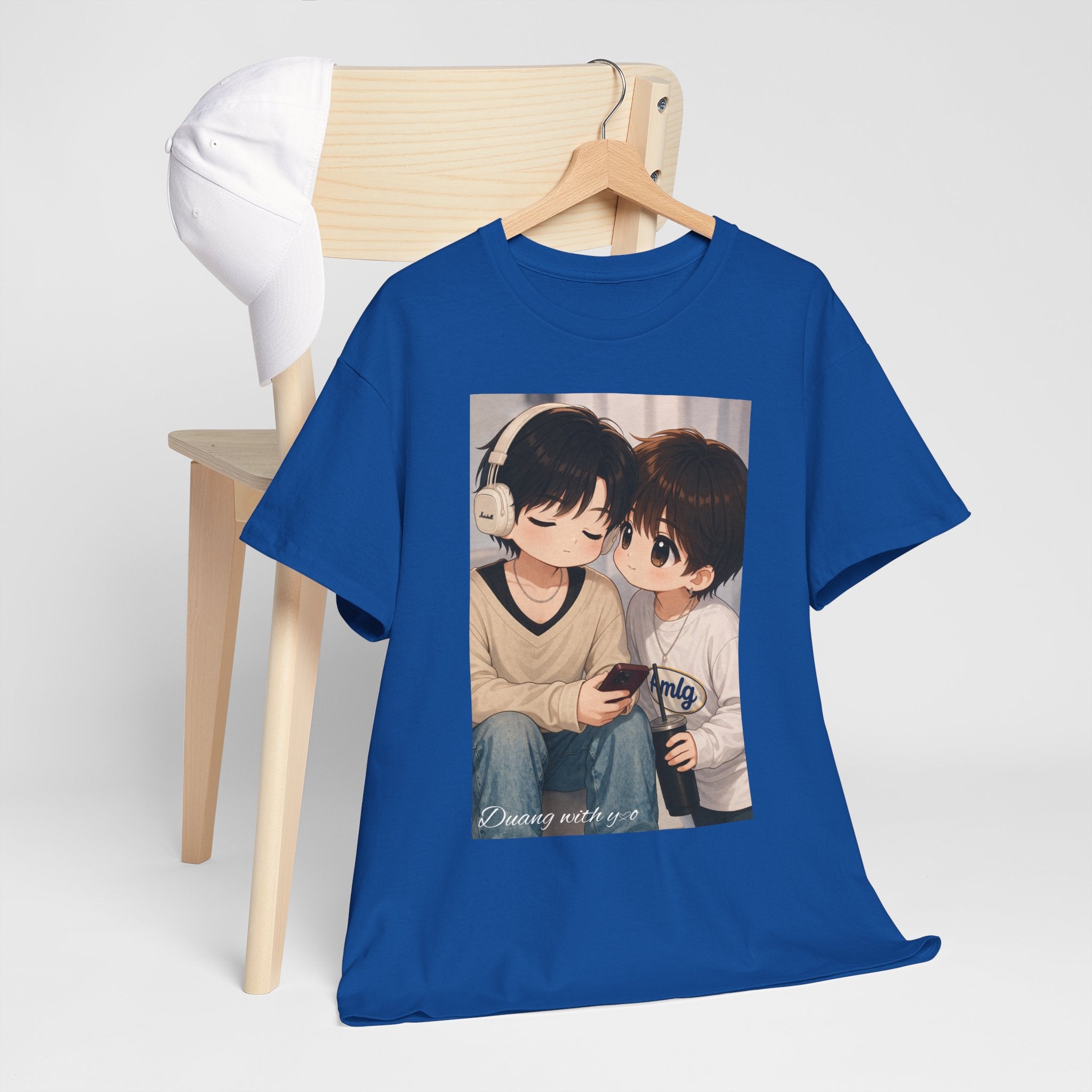 Royal Duang With You TeeteePor chibi couple tee on a wooden hanger