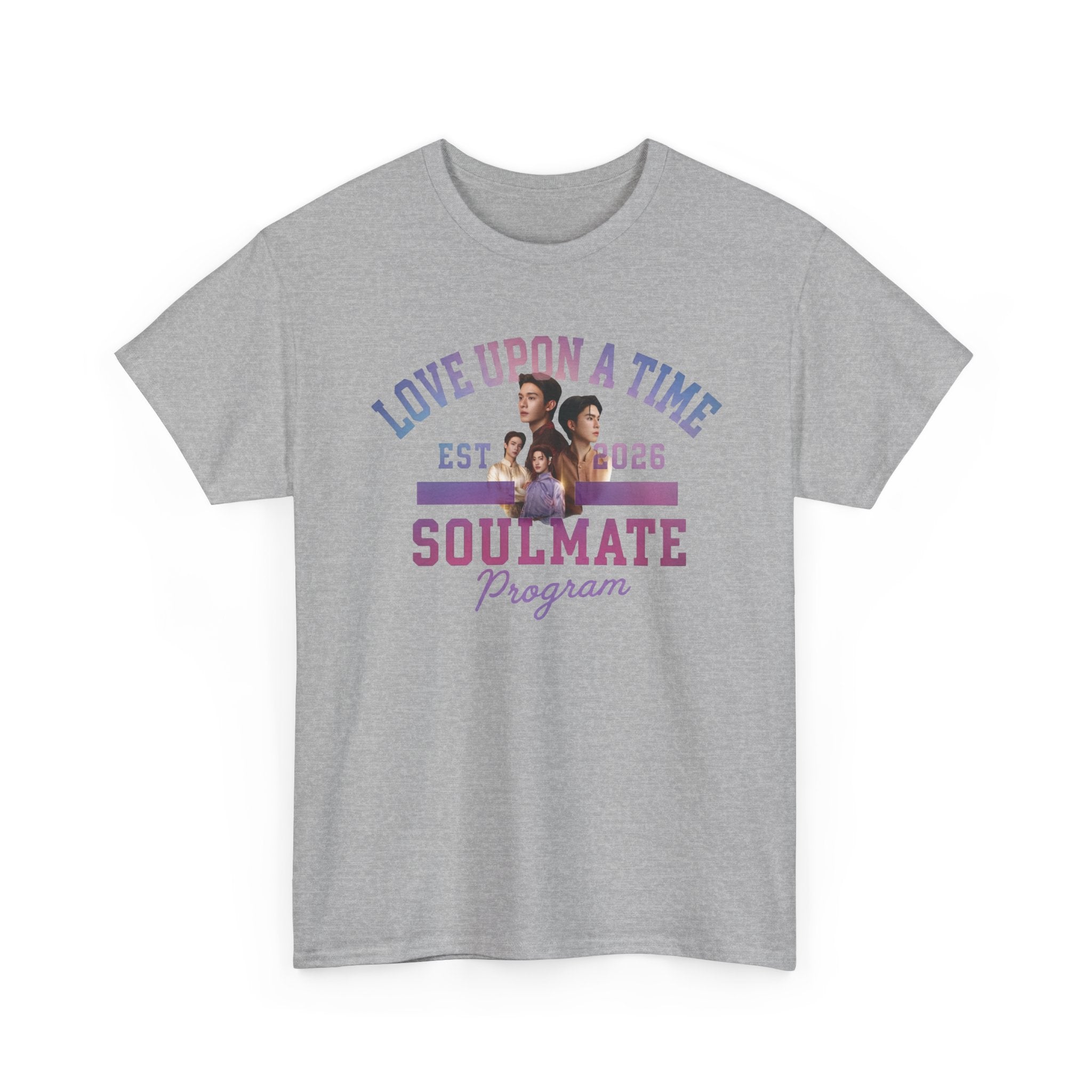 Love Upon a Time Soulmate Program varsity t-shirt in sport grey — NetJJ and LatteKim Thai BL fan merch