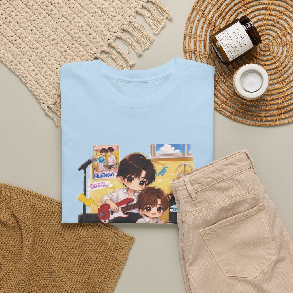 Light Blue Duang With You TeeteePor series tee, flat-lay styled with neutral props