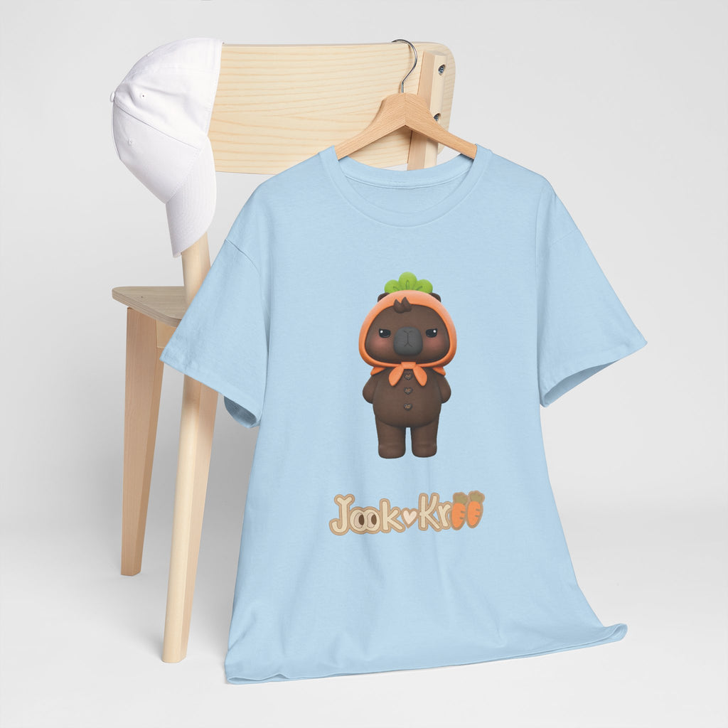 Light blue NetJJ JookKroo mascot t-shirt on a hanger — Love Upon a Time Thai BL fan merch